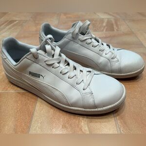 Puma Men's Smash L All White Casual Leather Low Top Sneaker Shoes